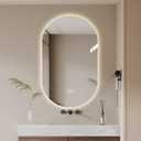 LAIYA 48x24 Oval LED Bathroom Mirror, Frameless Backlit Vanity Mirror, Anti-Fog, Dimmable, 5mm Copper-Free Silver GlassMemory Function