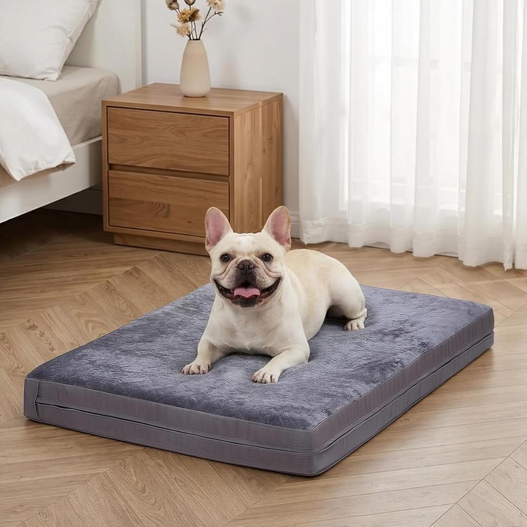 Waterproof Dog Bed for Crate, Reversible Outdoor Dog Crate Bed, Kennel Beds Pet for Small Dogs, Waterproof, Wipeable, Anti-Slip, Washable, 23" x 17", Dark Grey
