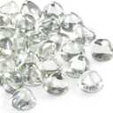 Firepit Glass, Clear Fire Glass Rocks for Propane Fire Pit, Fireplace, and Outdoor Decoration, High Luster 1 Inch Diamonds 10LB