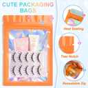 ANZNKU 100 Pack Mylar Bags Reasealable Holographic Bags, Smell Proof Bag Zipper Pouches with Clear Window, Jewelry Candy Sealable Goodie Bag for Packaging Sample Party Favor (Orange, 7.1 x 10.2 Inch)