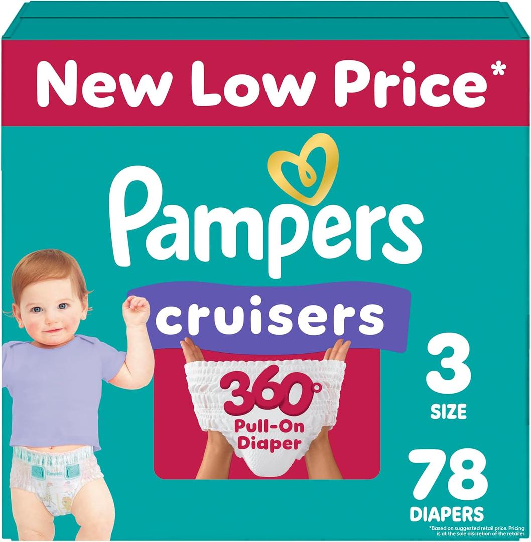 Pampers Diapers - Cruisers 360 - Size 3, 78 Count, Babyproof up to 100% Leakproof Pull-On Diaper