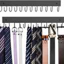 Belt Hanger Wall Mounted, Wooden Belt Organizer 2 Pack Max 24 Storage Capacity, 180 Rotating Space Saving Hangers for Ties, Tank Tops, Scarves, Bras, Keys, Bags Halloween Black