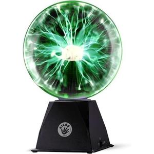 Kicko 7 Green Plasma Ball Touch Sensitive, Nebula Thunder Lightning Plug-in Plasma Globe, Crystal Ball for Parties, Science Decorations, Props, Light Up Ball for Kids, Bedroom Decor, Home