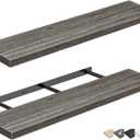 QEEIG Floating Shelves for Wall 35.4" Long - Wall Mounted Shelf Bathroom Kitchen Living Room Bedroom Farmhouse Home Decor Display Bookshelf Large 35.4 x 9.3 inch Set of 2, Grey (008-90GY)