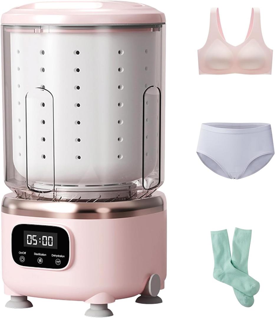 PinkPortable Washer with Spin-Dry Basket, Wash, Rinse, Spin Dry 3-in-1, Cordless Mini Washing Machine for Underwear, Socks, Baby Clothes, Mini Washer Machine for Travel, Apartments, Dorms