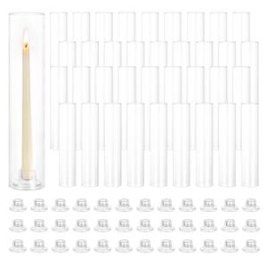 Hewory Hurricane Glass Candlestick Holders: 36PCS Clear Taper Candle Holders for Candlesticks with Windproof Design Ideal for Event Organizers for Table Centerpieces Weddings Christmas Home Decor