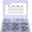 72 pcs M6 T-Nuts Screws Assortment Kit, 36pcs M6 x 12/14/16mm Flanged Button Head Socket Cap Screws, 36pcs M5 Slide in T Nut and 1pcs Hex Wrench, for 1010 Aluminum Extrusion Profile Connector (Silver)