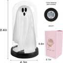Halloween Ghost Decor Light - Halloween Decorations Indoor - Light Up Ghost in Glass Cloche, Cute Ghost Decor for Indoor Party Home Table Room Kitchen and Fireplace Decorations