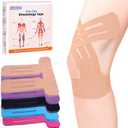 Precut Kinesiology Tape for Knees, 10 Pcs, Upgraded, Knee Support & Stability, Knee Pain Relief Athletic Tape - Waterproof & Elastic, Breathable Hypoallergenic Latex-Free Tape, Beige