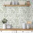 Timeet Peel and Stick Wallpaper Green Floral Wall Paper for Bedroom Removable Self Adhesive Elegant Contact Paper Decor 17In  197In