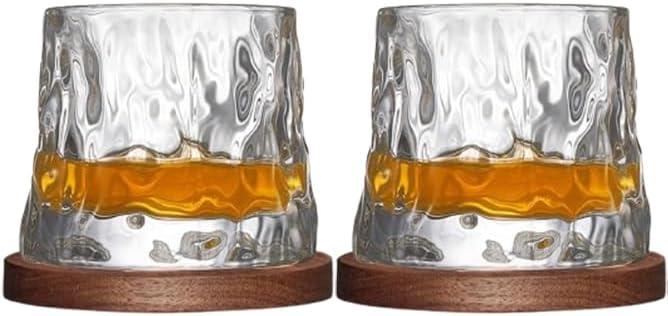 Rotating Crystal Whiskey Glasses Set of 2 – Innovative Design for Scotch, Bourbon, and Cocktails (Style3,2pcs)