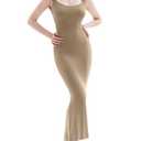 PUMIEY Womens Dresses Square Neck Cap Sleeve Maxi Dress Long Summer Dress, Olive-Khaki Large
