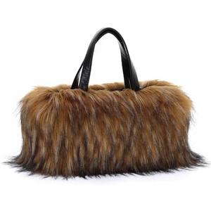 Oweisong Faux Fur Tote Handbag for Women Furry Shoulder Crossbody Bag Fluffy Plush Hobo Satchel Top Handle Bag