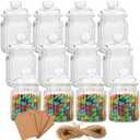 TOPZEA 12 Pack Glass Favor Jars with Airtight Lids, 8 oz Clear Glass Sugar Spice Containers Candy Apothecary Jar, Decorative Candle Holder Kitchen Food Storage Canisters for Coffee, Jam, Tea, Nuts