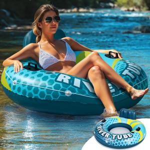SLOOSH Inflatable River Tubes Float - Heavy Duty Pool Tube Floats for Adults Floating (Blue)