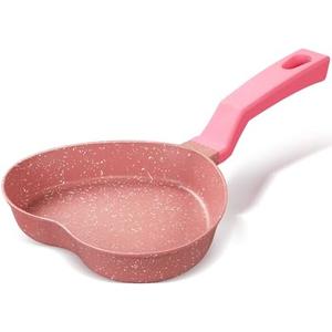 Tioncy Heart-shaped Pancake Pan, Nonstick Mini Frying Pan, Frying Griddle Shaper, Multi-functional Skillet with Granite Coating for Eggs, Pancakes, Grilled Cheese, Sausages and Burgers,(Pink)