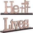 Jetec 2 Pieces He Lives Table Top Decoration Easter jesus decor Religious Christian Wooden Table Sign Easter Gifts Jesus Cross Inspirational Ornament Rustic Tabletop Decoration for Holidays