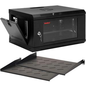 6U Network Rack,Wall Mount Server Cabinet,Home Network Cabinet,Office IT Rack Enclosure,for Server Network Switch,Include 1U Shelves with Lock Glass Door Removable Side Panels Ventilate 15.5*20" Deep