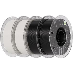 Creality PLA Filament 1.75mm Bundle 4KG, Hyper RFID 3D Printer Filament PLA for High Speed 30-600mm/s, Support CFS, Fits for Most 3D Printers (Black & Black & White & White)