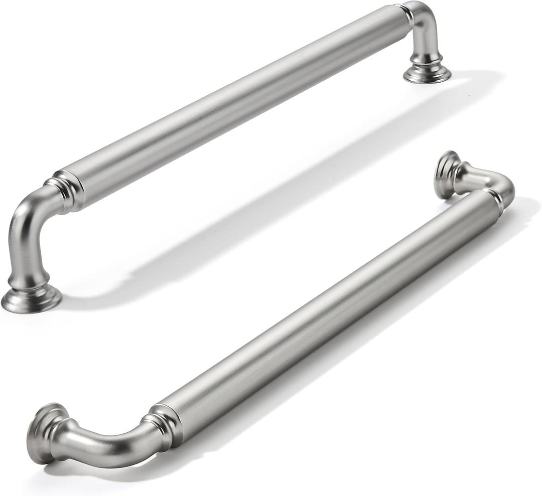 khtumeware 10-Pack Brushed Satin Nickel Heavy-Duty Solid Cabinet Pulls, 8 Inch (203mm) Hole Center, Drawer Pulls, Cabinet Hardware, Suitable for Kitchen Cabinets, Bathrooms and Dressers