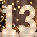 Light Up 13 Number Sign, Warm White Decorative LED Light Up Numbers, Battery Powered, for Girls Boys Sweet 13th Birthday Party Decorations, Gifts, Anniversary, Wedding, Home, Bar Decor