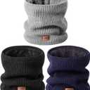 Winter Neck Gaiters for Men 3 Pack,Neck Warmer Men Women with Thermal Thick Warm Fleece Lined Cold Weather (Black ,Grey and Navy)
