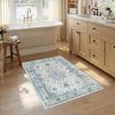 RELEANY Washable Area Rug, Small 2'6"x4', Blue/White/Gray | Non-Slip, Water Repellent, Pet Friendly, Easy to Clean, Vintage Floral Boho Decor for Kitchen Entryway Bathroom