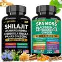 Shilajit and Sea Moss Ashwagandha Combo Bundle- Sea Moss, Black Seed Oil, Ashwagandha, Ginger & Shilajit, Rhodiola Rosea, All in 1 Supplements （180 Capsules) Best By Date Not Found