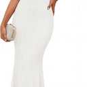 ZESICA Women's Summer Spring Sleeveless Knit Maxi Dress 2026 Boat Neck Bodycon Casual Vacation Party Sweater Dresses (White, L)