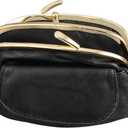 Dual Clasp Leather Coin Purse, Geunine Leather, Features Dual Goldtone Metal, Snap-Close Exterior Pocket - Measures 5 3/4" Wide x 4 1/4" High