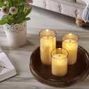 CozierGlow Glass Flameless Pillar Candles Flickering with Remote Timer, Battery Operated LED 3D Moving Flame Real Wax Candles,Remote Included (Champagne)