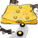 Interactive Cat Toys for Indoor Cats,Self Rolling Cat Ball in Play Mat,Automatic Motion Activated Moving Toy Hide and Seek Chase Game for Bored Cats,Real Chirp Birds,Rechargeable (yellow)