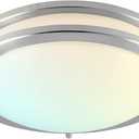 LUXRITE 12 Inch LED Flush Mount Ceiling Light, CCT Color Temperature Selectable 2700K | 3000K | 3500K | 4000K | 5000K, Dimmable Ceiling Light Fixture, 14W, 1120 Lumens, Energy Star, ETL Listed (Brushed Chrome - 5 Colors)