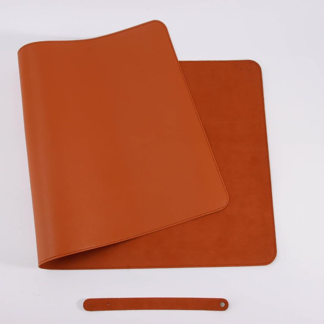 Desk Pad Large Extended Gaming Mouse Mat Writing Pad Desk Mat for Office Home PU Leather Waterproof Suede Non-Slip(Brown,90x40cm)