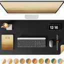 YSAGi Double-Sided Desk Pad, 35.4"x17"Leather Desk Mat, Eco Cork Desk Pad Protector,Large Mouse Pad,Waterproof Desk Blotter for Office/Home(Black)