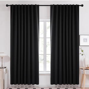 Deconovo Blackout Curtains – Room Darkening, Noise-Reducing, Thermal Insulated – Energy-Efficient Window Treatment for Bedroom, Living Room & Home Office – 2 Panels, Black, 70W x 84L Inch