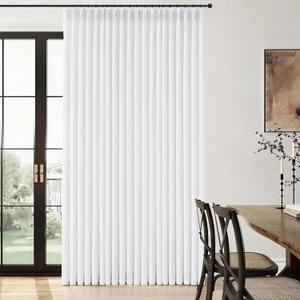 White Linen Curtains 96 inch Length Pinch Pleat Curtains for Living Room 2 Panels Light Filtering Privacy Neutral 96 Inch Pleated Drapes Hooks Rings Back Tab for Window Sliding Door