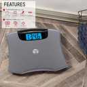 Taylor Digital Scales for Body Weight, Extra High 440 LB Capacity, Built in Handle, Jumbo Blue Readout, Durable Platform, 13.0 x 12.0 Inches, Silver Metallic