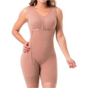 Sonryse Fajas Colombianas Postparto Reductoras Moldeadoras Levanta Cola Post Surgery Compression Garment for Women (Medium, Mocha-lateral Zipper With Bra-053zl)
