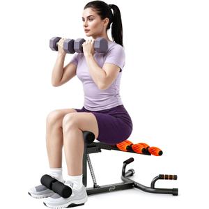 Deep Squat Machine, Adjustable Glutes Trainer Machine, Core & Abs for Low Impact Lower Body Workouts, Home Gym Push-Up Exercises, Easy to Assemble, 350Lbs Weight Capacity (Black&Orange)