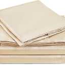 Love's cabin Full Size Satin Sheet Sets - 4 Piece Beige Silky Sheet Set with Deep Pocket, Luxury Silk Feel Satin Sheets Full Bedding Set (1 Flat Sheet,1 Fitted Sheet,2 Pillow Cases)