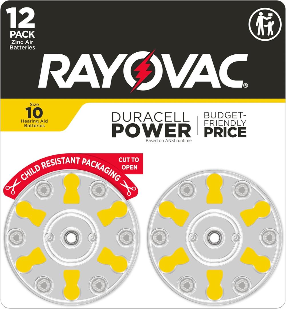 Rayovac Size 10 Hearing Aid Batteries (12 Pack) (Yellow Tab)