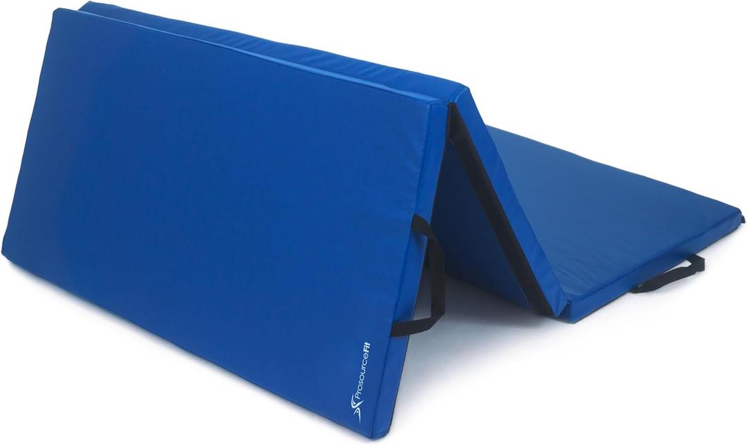 ProsourceFit Tri-Fold Folding Thick Exercise Mat 6x4 with Carrying Handles for Tumbling, Martial Arts, Gymnastics, Stretching, Core Workouts