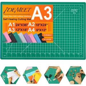 Self Healing Cutting Mat, Density-upgraded 18inch x 12inch Sewing Mat for Crafts, 5-Ply Rotary Cutting Board Double-sided for Cutting Quilting Modeling Projects, Green