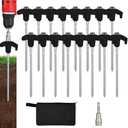 16 Pack Screw in Tent Stakes Heavy Duty,8 Inch Ground Anchors Screw in,Metal Stakes with Hex Head Driver,Camping Tent Accessories.(Black)