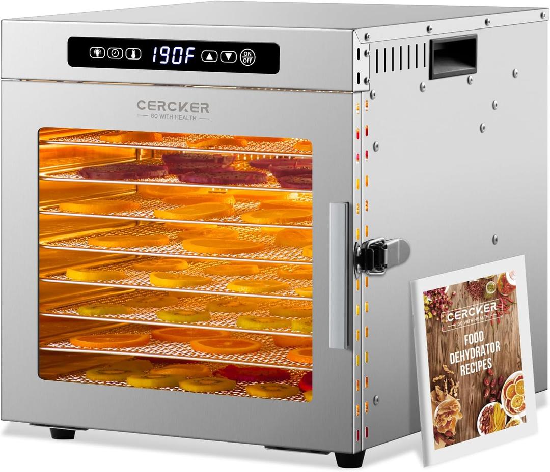 Food-Dehydrator Machine 9 Stainless Steel Trays, 1000W Fruit Dehydrator,7.7ft Meat Dryer for Jerky,190F Temperature Control,24H Timer Dryer Machine for Herbs,Beef