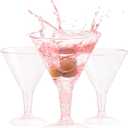 Liacere 24 Pack Pink Plastic Martini Glasses 6.25oz Disposable Cocktail Margarita Glasses Plastic Cocktail Glasses Perfect for Wedding & Party & Birthday & Mother's Day & Summer