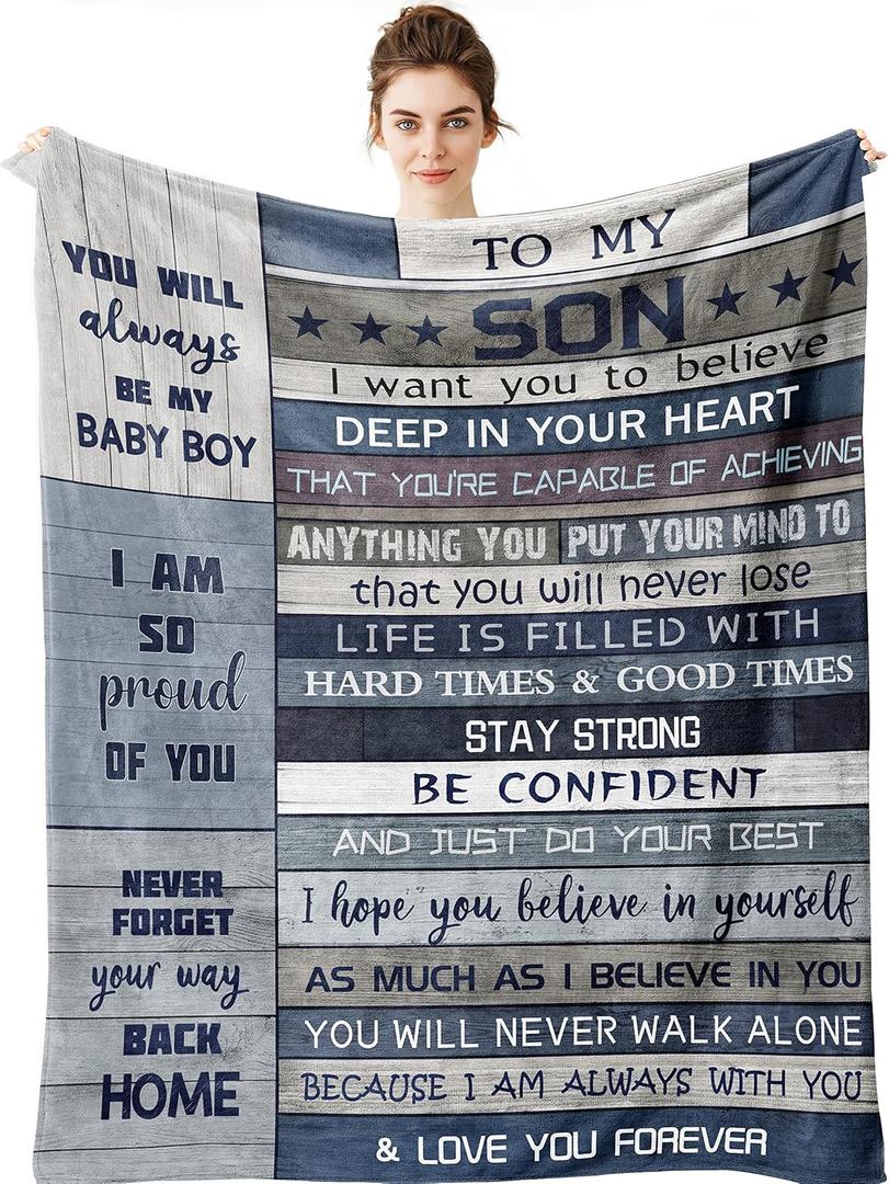 Yamco Son Gift Blanket - Birthday Gifts for Son Throw Blankets 60"x 50" - Sons Presents from Mom Dad - Sons Fathers Day Christmas Wedding Birthday Gift Ideas - Graduation Gifts for Him