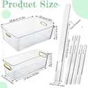 Reallnaive 2 Pcs Clear Pull out Cabinet Organizer with 4 Pcs Adhesive Sliders Rails, Pull out Drawer Organizer Accessories Plastic Slide Storage Drawer for Office Kitchen Bathroom Home School