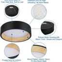 DAKASON LED Flush Mount Ceiling Light Fixture 12.5'' 25W 1500LM, 3000/4000/5000K CCT Selectable, Painted Woodgrain and Black Frame, Dimmable Modern LED Ceiling Light for Kitchen, Hallway, Living Room